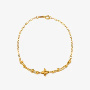 دستبند زنجیری طلا کم اجرت 18 عیار زنانه نگین مدل 100