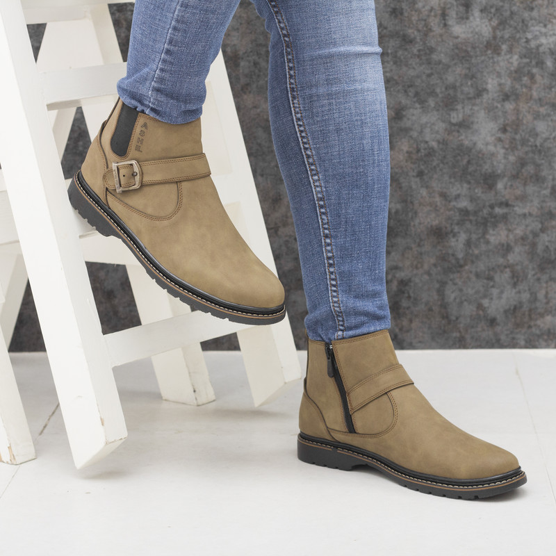 نیم بوت مردانه مدل شیکاگو رنگ کرم