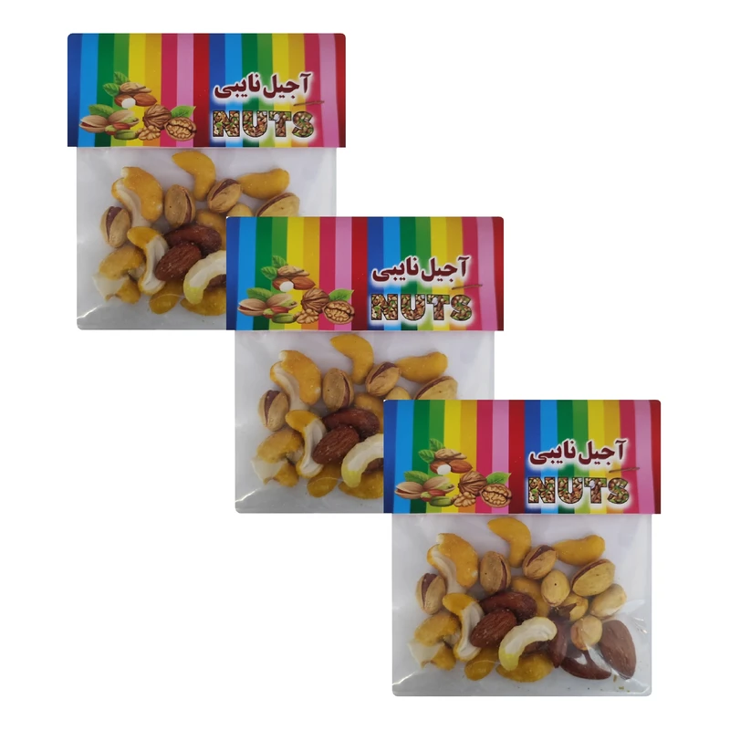 آجیل مخلوط 3 مغز شور نایبی - 30 گرم بسته 3 عددی
