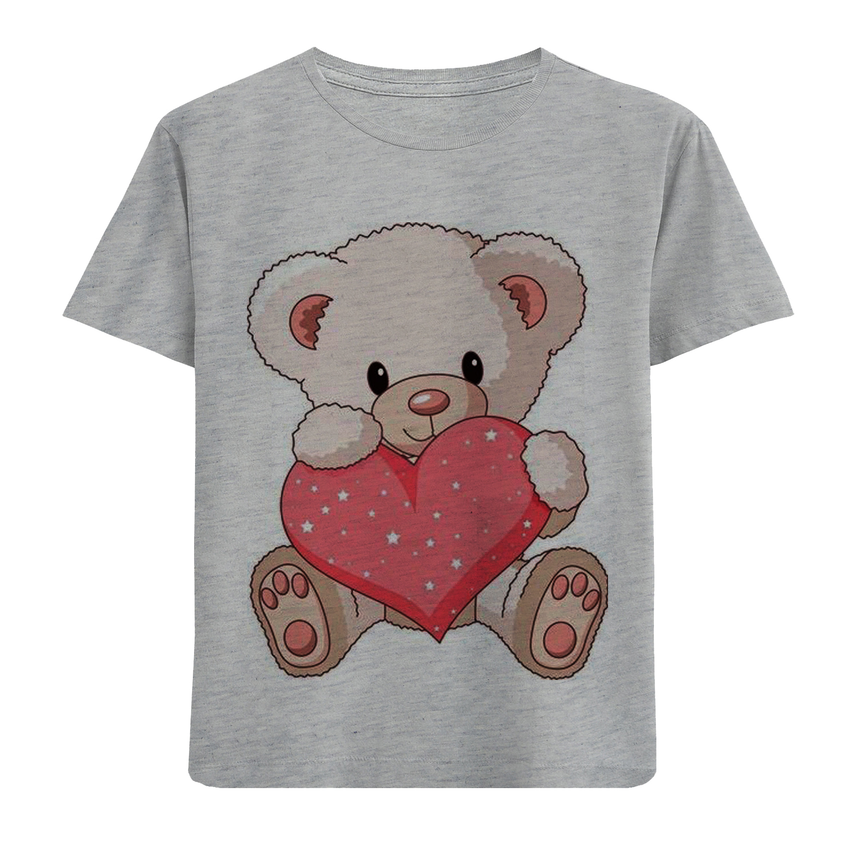 تی شرت آستین کوتاه دخترانه مدل خرس و قلب F561