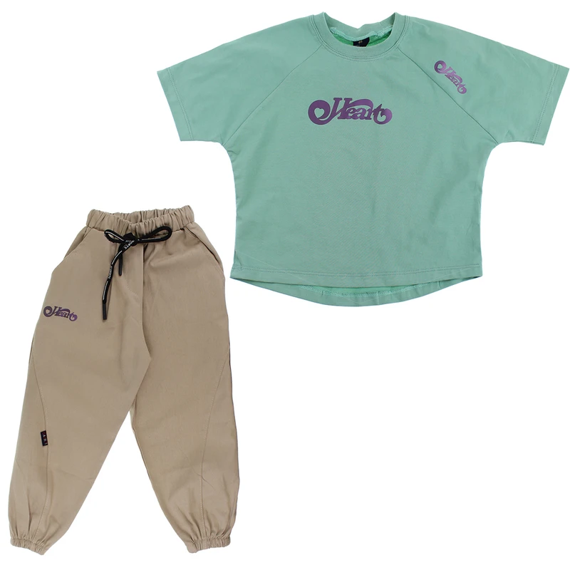 ست تی‌شرت آستین کوتاه و شلوار دخترانه مدل A00482