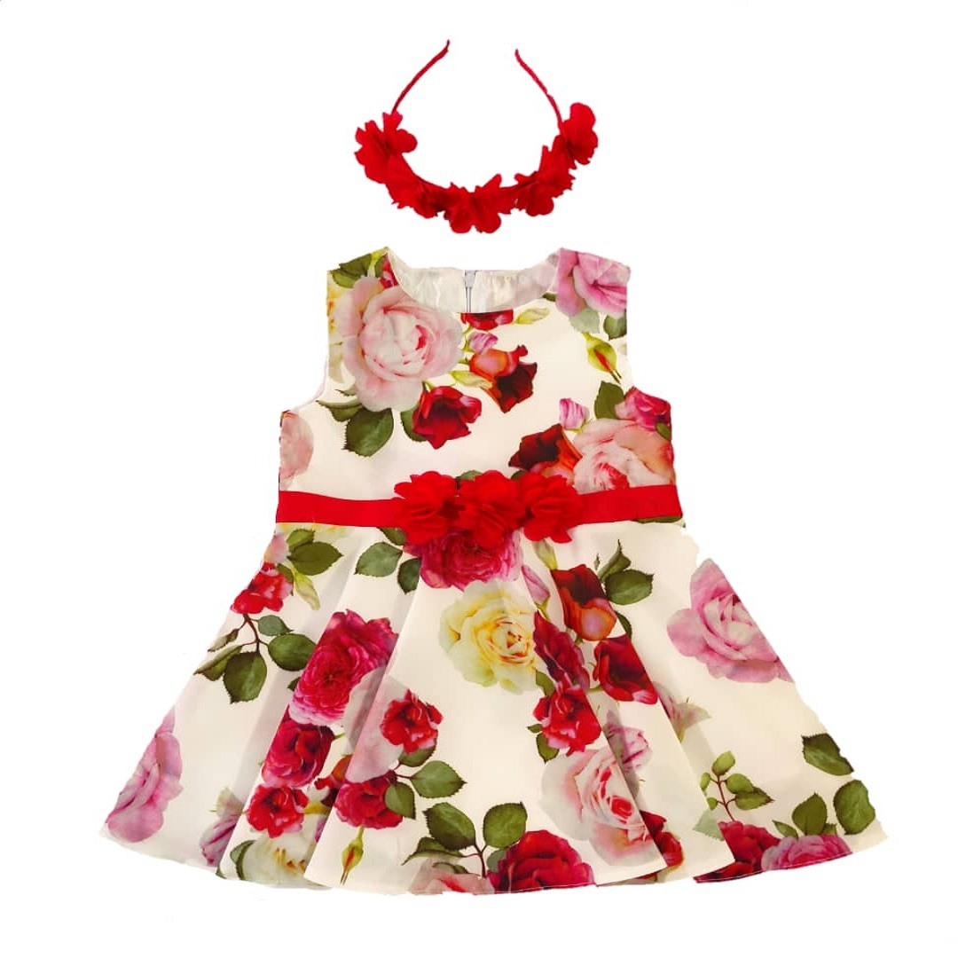 ست پیراهن و تل مو دخترانه مدل بهار 002