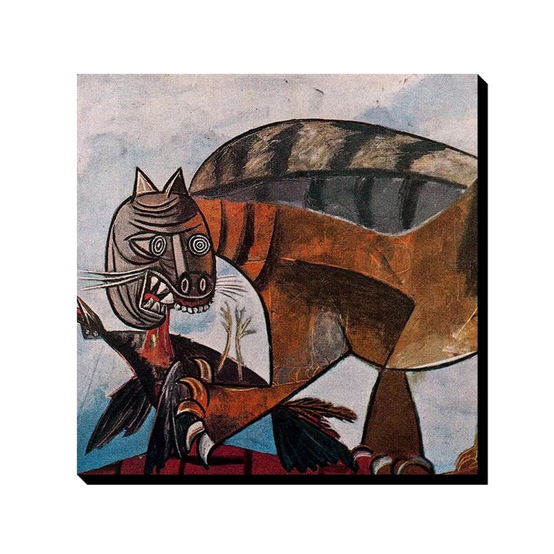 تابلو ترمه طراحان ایده طرح گربه در حال خوردن پرنده از پیکاسو کد art0358