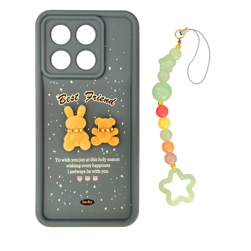 کاور طرح تدی مدل ستاره کد A11784 مناسب برای گوشی موبایل شیائومی Poco X6 Pro / K70E به همراه بند آویز