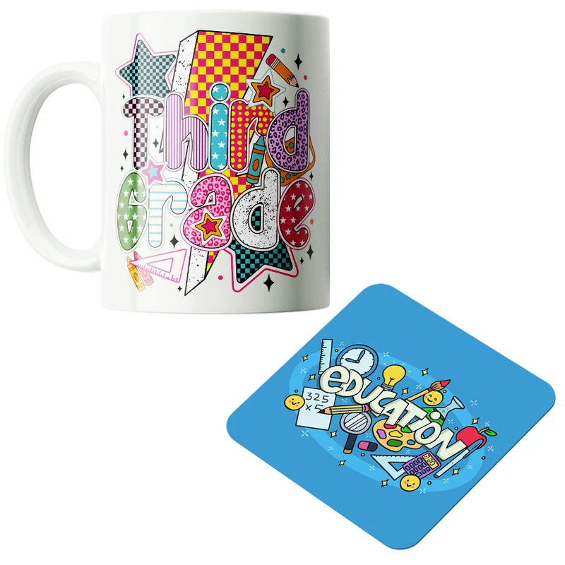 ماگ پاد آفرین مدل دانش آموز کلاس سوم کد PZ248 به همراه زیرلیوانی