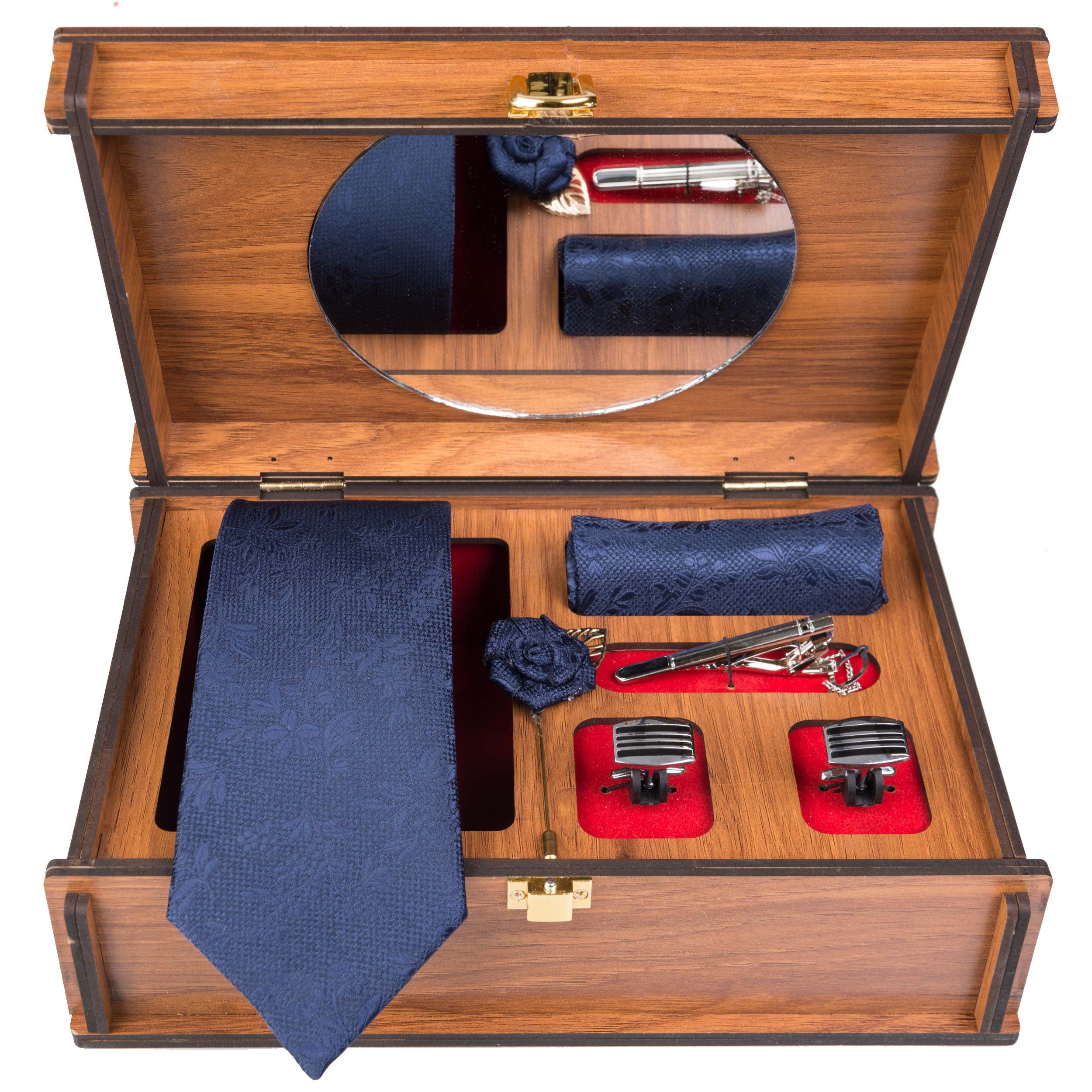 ست کراوات و دستمال جیب و دکمه سردست مردانه مدل GF-F749-BOX 