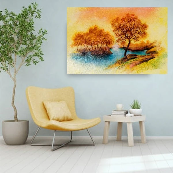 تابلو شاسی مدل طرح نقاشی طبیعت پاییزی مدل 157