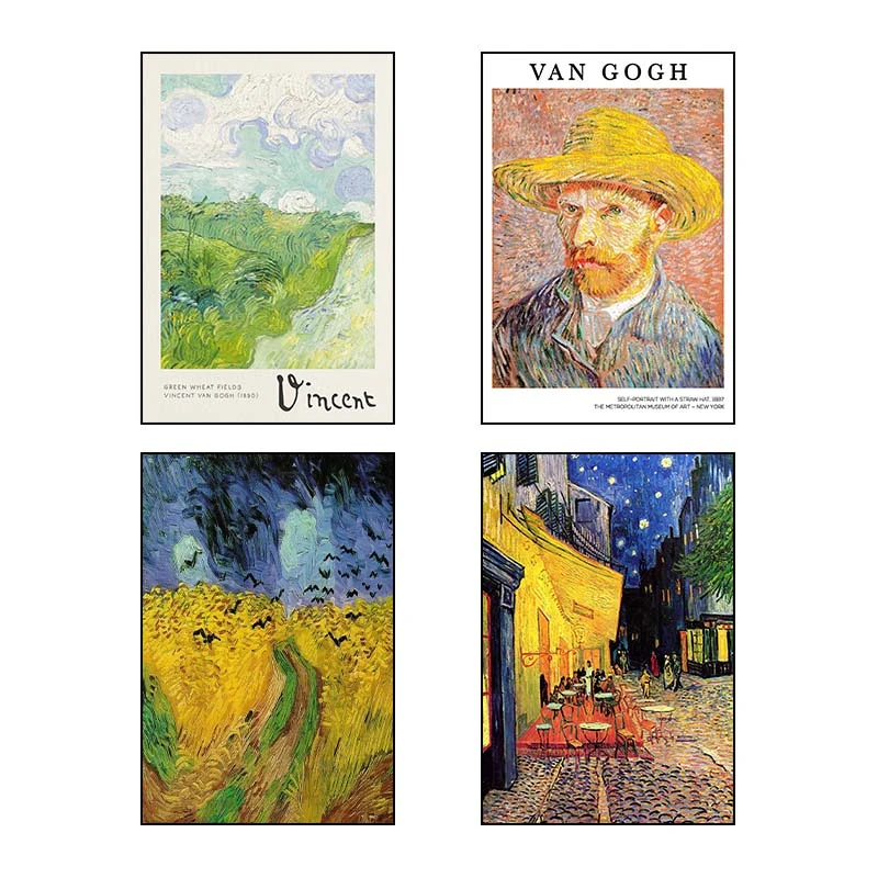 تابلو شاسي کارنيکا طرح نقاشی‌های ون‌گوگ Van Gogh Paintings کد 42285 مجموعه 4 عددی
