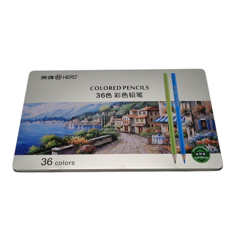 مداد رنگی ۳۶ رنگ هیرو مدل جعبه فلزی کد ۱۱۳۹۰