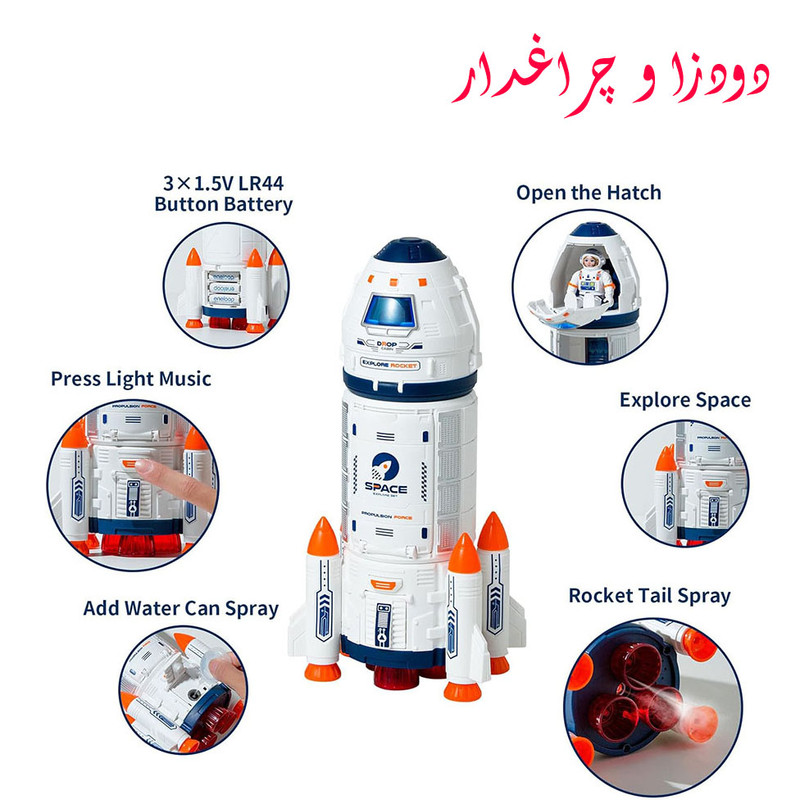 اسباب بازی مدل موشک فضاپیما طرح فضانوردان با اسکوتر کد H201A مجموعه 3 عددی