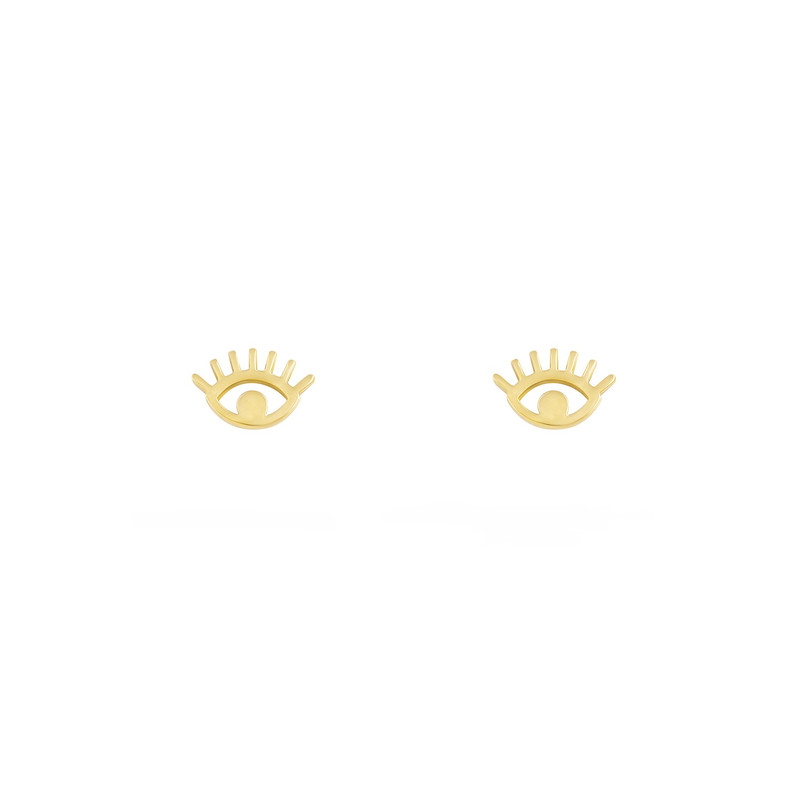 گوشواره طلا 18 عیار زنانه طلا و جواهر درریس مدل چشم مژه دار 