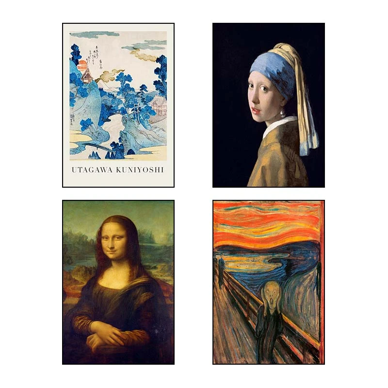 تابلو شاسي کارنيکا طرح نقاشی‌های معروف Famous Paintings کد 61953 مجموعه 4 عددی