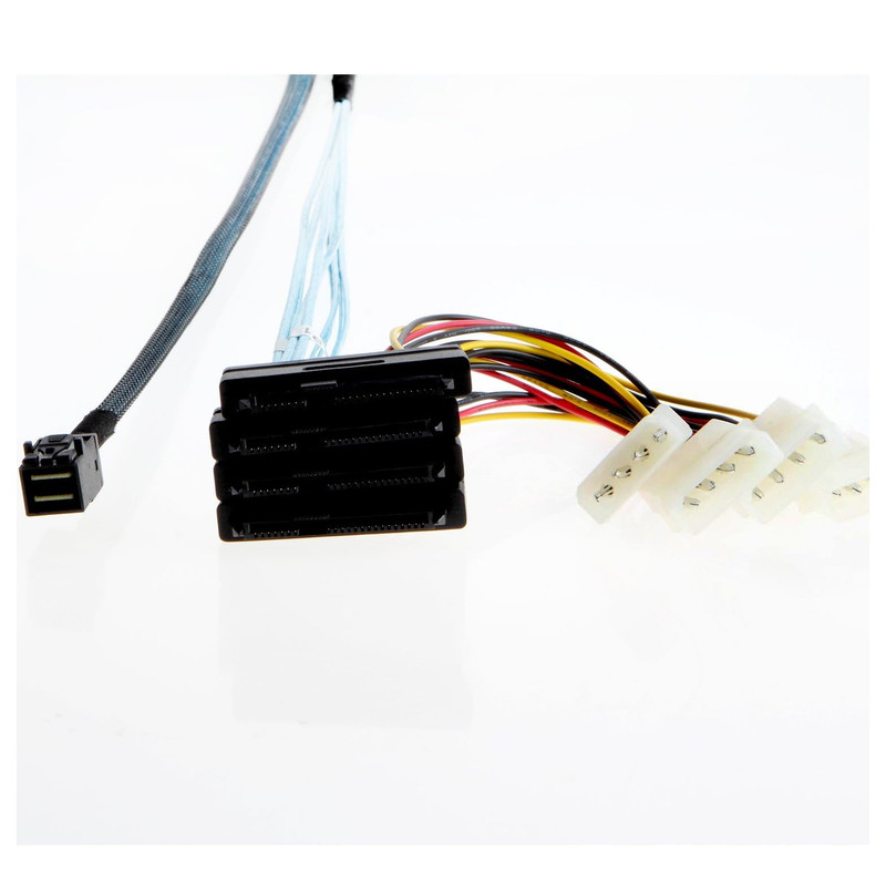 کابل تبدیل Mini SAS SFF-8643 به 4 پورت SFF-8482 29-Pin با برق 4 پین اسمارطور مدل SM141 طول 1 متر