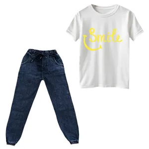 ست تی‌شرت و شلوار دخترانه مدل  نوشته کد۷  رنگ سفید