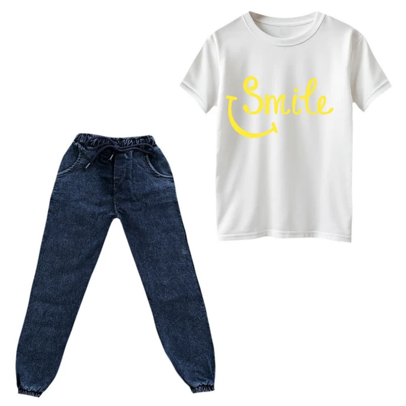 ست تی‌شرت و شلوار دخترانه مدل نوشته کد۷