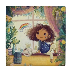 کاشی کارنیلا طرح دختر در گلخانه مدل لوحی کد klh1982