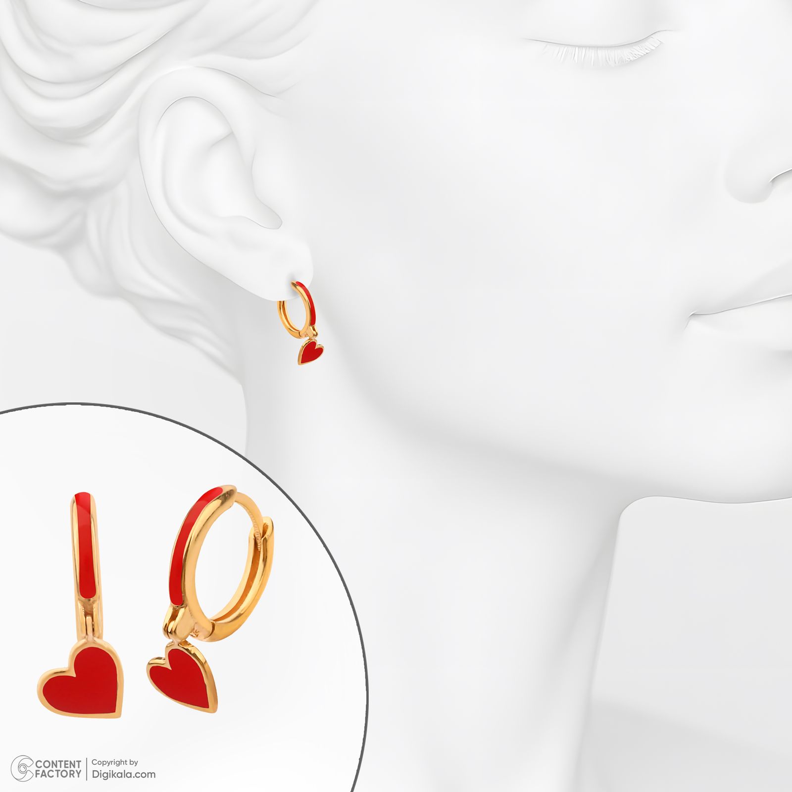 گوشواره حلقه‌ای طلا کم اجرت  18 عیار زنانه گلدم مدل E244028 -  - 7