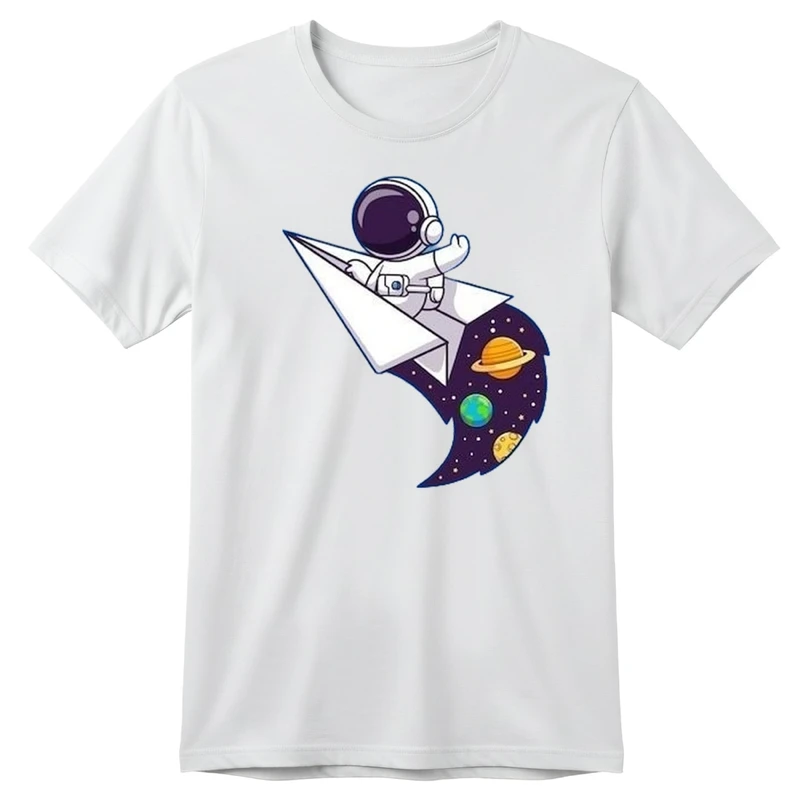 تی‌شرت آستین کوتاه بچگانه مدل فضانورد و موشک کاغذی کد p1 