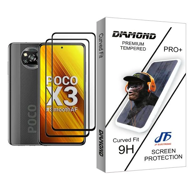 محافظ صفحه نمایش جی اف مدل Diamond Glass MIX002 مناسب برای گوشی موبایل شیائومی Poco X3 بسته دو عددی