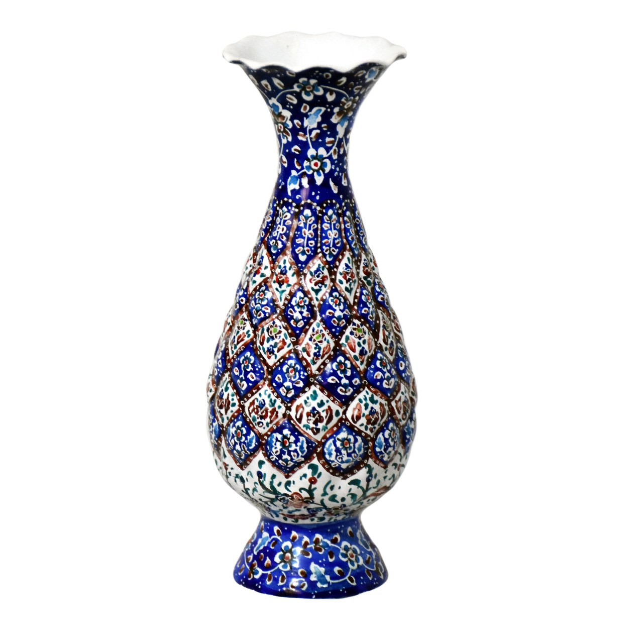 گلدان مسی میناکاری شده سی دا طرح خطایی کد MI03012