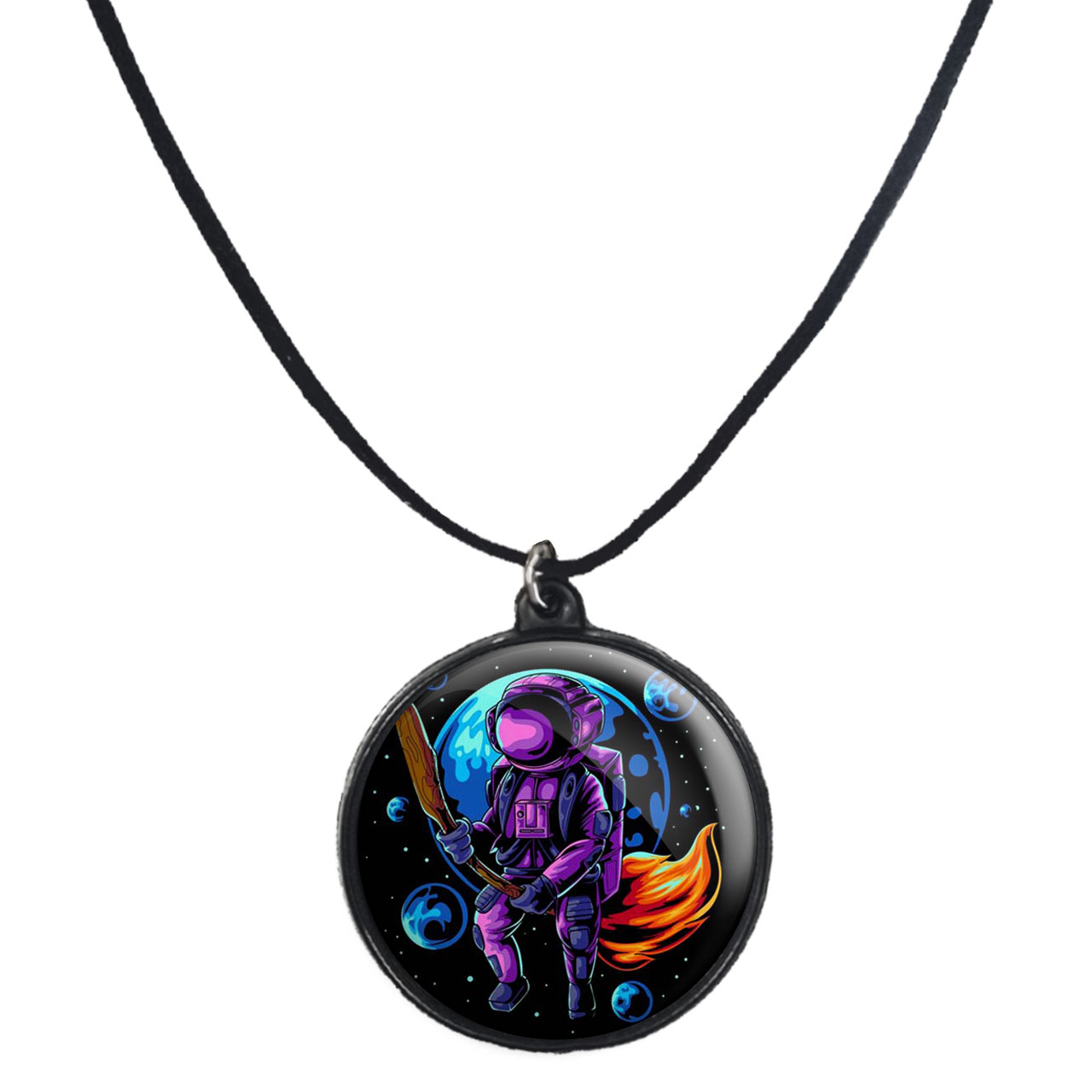 گردنبند پرمانه طرح فضانورد کد pmb.10415 مدل دو طرفه