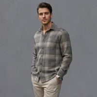 پیراهن آستین بلند یقه برگردان مردانه مدل 1205-093