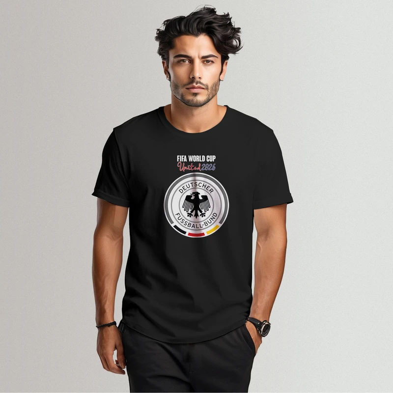 تی شرت آستین کوتاه مردانه مدل جام جهانی 2026 طرح تیم آلمان