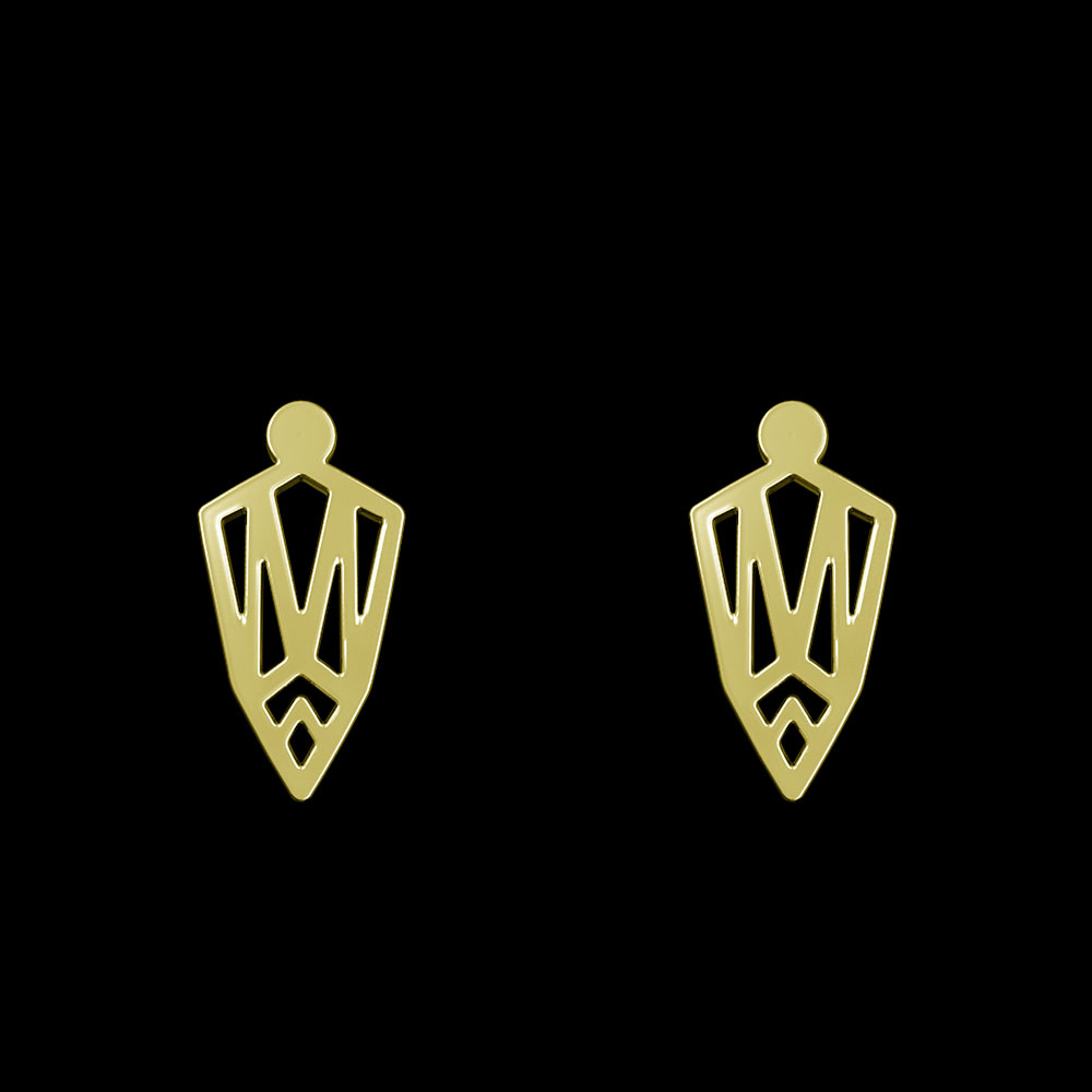 گوشواره طلا 18 عیار زنانه مدوپد مدل هندسی کد GA1-10051