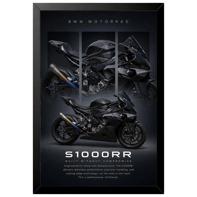تابلو بکلیت طرح موتور سنگین بی ام و BMW S1000RR مدل B-az1043 فریم مشکی