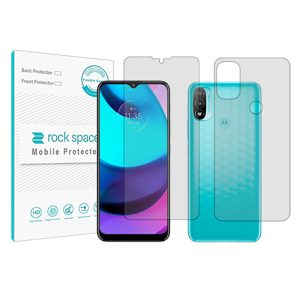 محافظ صفحه نمایش شفاف راک اسپیس مدل HyGEL مناسب برای گوشی موبایل موتورولا Moto E20 به همراه محافظ پشت گوشی