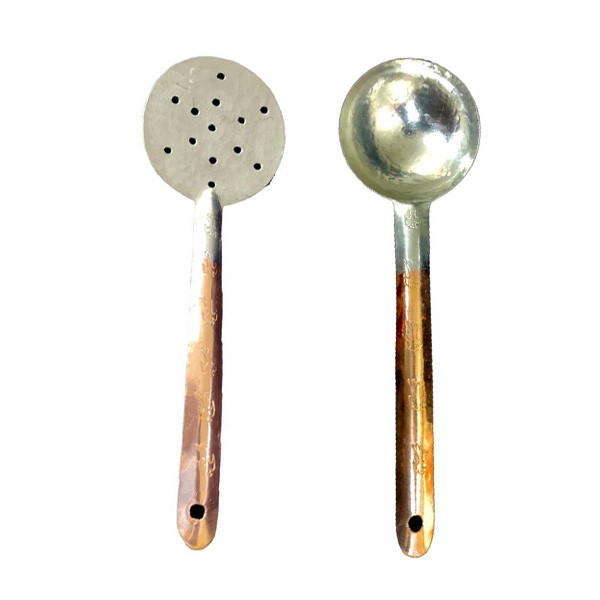 ست کفگیر و ملاقه مسی مدل دو رنگ کد ZH183.18