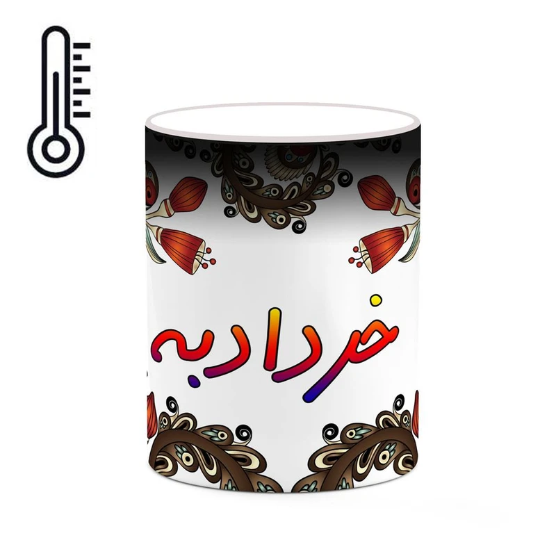 ماگ حرارتی کاکتی مدل اسم خردادبه طرح سنتی گل و بته کد mgh44857