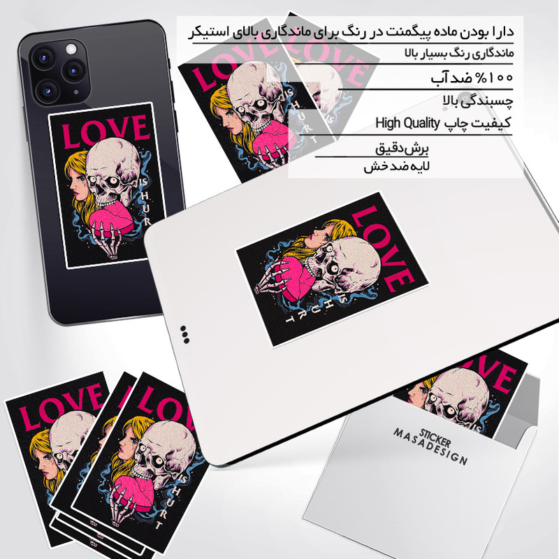 استیکر تزئینی موبایل و تبلت ماسا دیزاین طرح love مدل sn040
