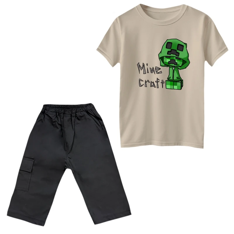 ست تی‌شرت و شلوارک پسرانه مدل ماینکرفت کد 17