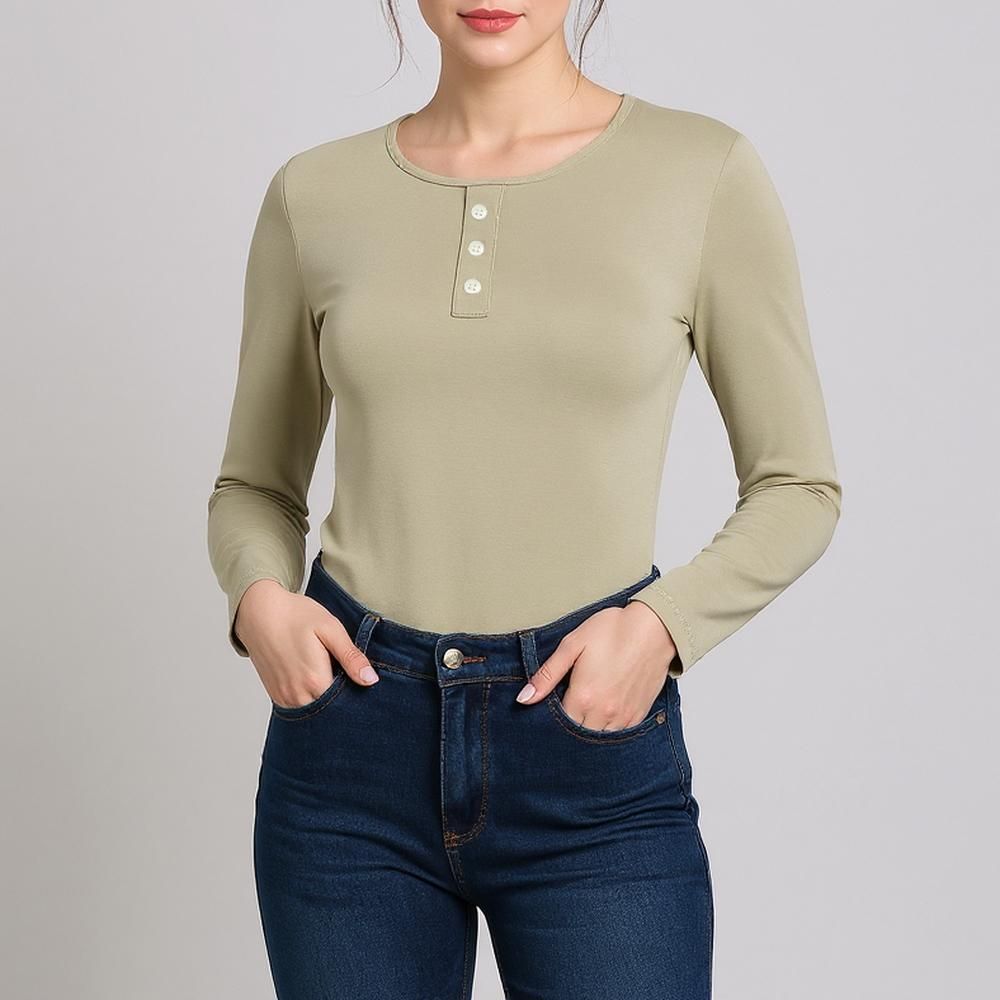 بلوز آستین بلند زنانه افراتین مدل 7575 رنگ خاکی  -  - 1