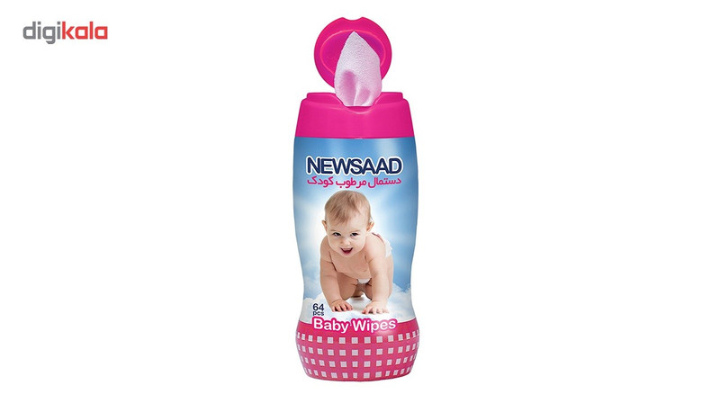 دستمال مرطوب نرم کننده کودک نیوساد مدل آسمان بسته 64 عددی