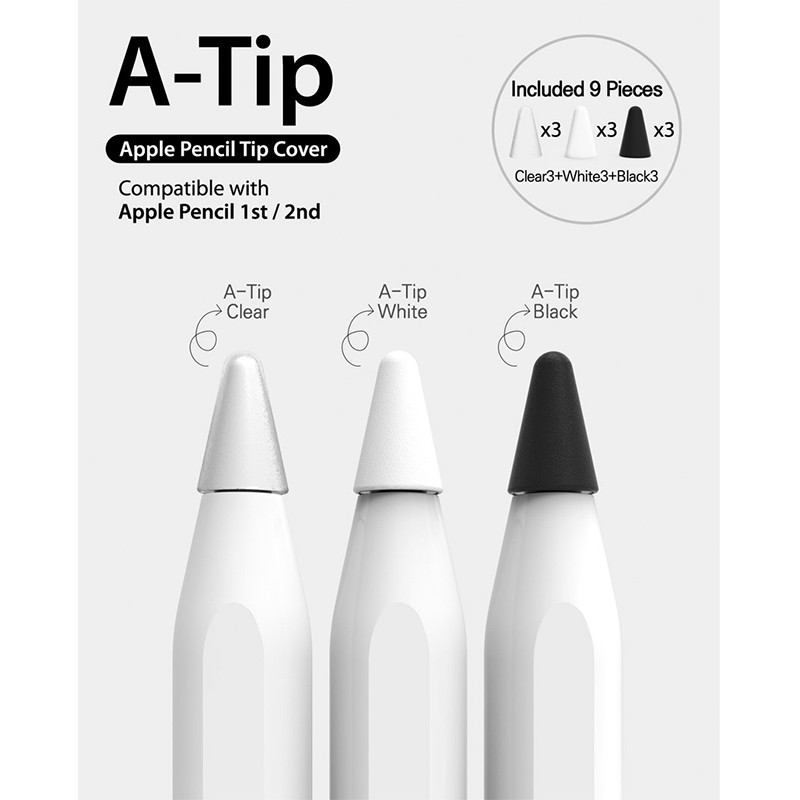 سری قلم لمسی آراری مدل A-TIP مناسب برای اپل Pencil 1st / 2md بسته 9 عددی