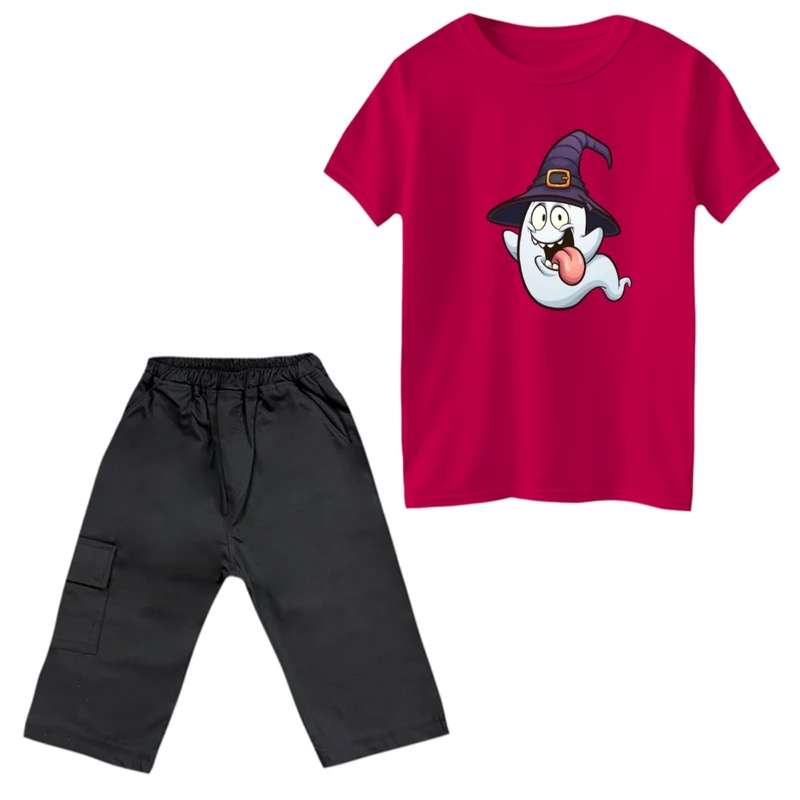 ست تی‌شرت و شلوارک پسرانه مدل روح و کلاه