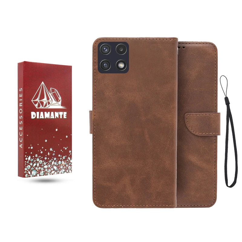 کیف کلاسوری دیامانته مدل جاکارتی بنددار مناسب برای گوشی موبایل سامسونگ Galaxy A22 5G به همراه بند آویز