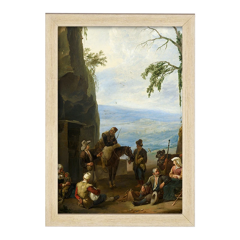 تابلو خندالو مدل نقاشی دهقانان در حال استراحت اثر یوهانس لینگلباخ کد F12402