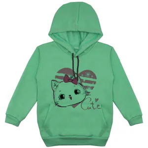 هودی دخترانه مدل گربه F96 رنگ سبز