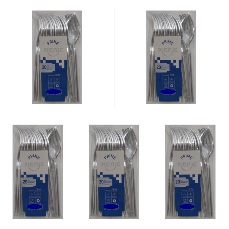 چنگال یکبار مصرف پیکنیک مدل دنا مجموعه 5 بسته 20 عددی