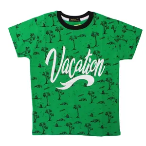 تی شرت آستین کوتاه پسرانه مدل هاوایی وکیشن رنگ سبز