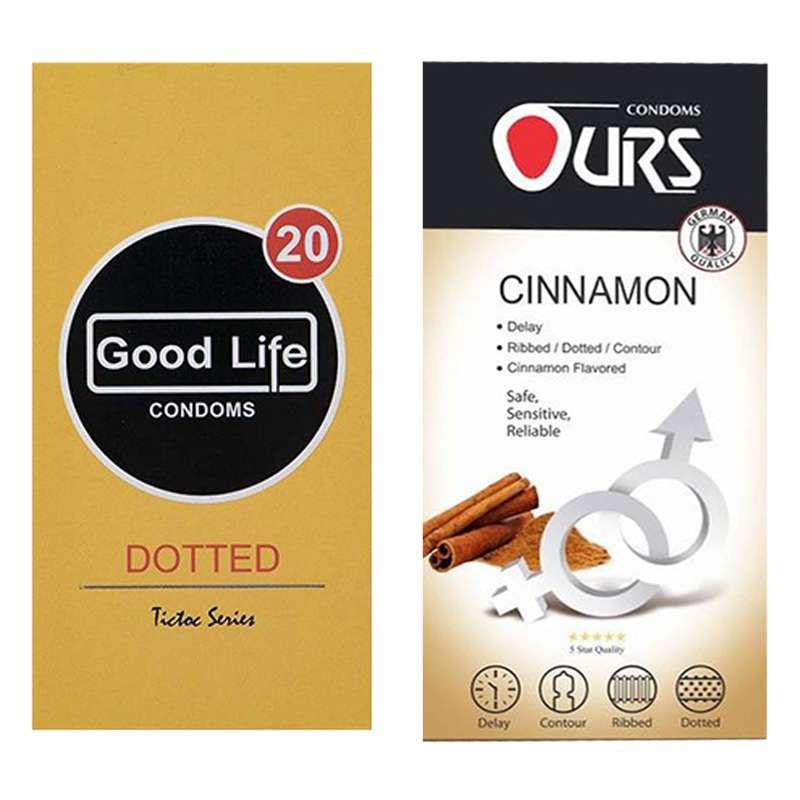 کاندوم گودلایف مدل Dotted بسته 12 عددی به همراه کاندوم اورز مدل Cinnamon بسته 12 عددی