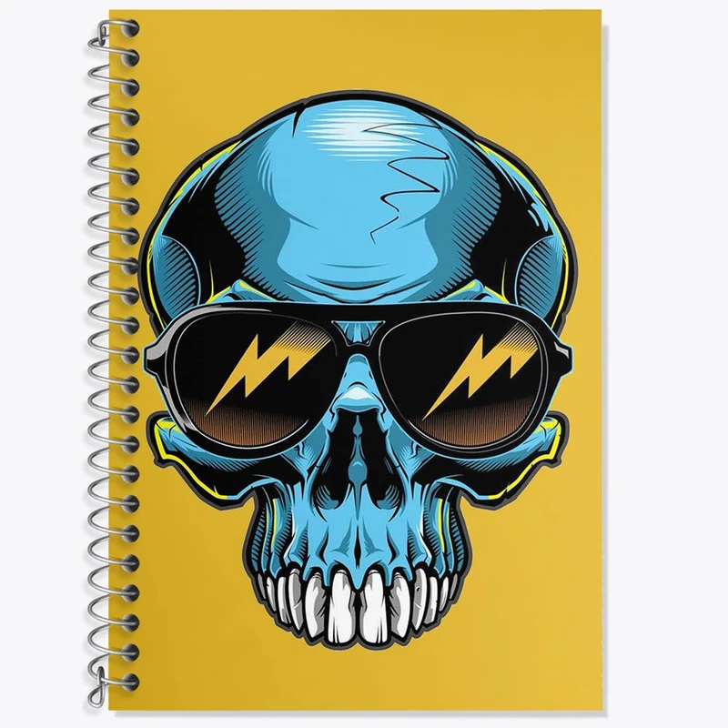 دفتر زبان 50 برگ خندالو مدل سه خط طرح اسکلت Skleton کد 1196