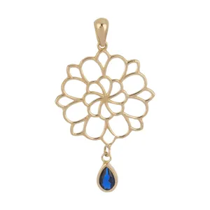 آویز گردنبند طلا 18 عیار زنانه قیراط طرح گل کد GH4614