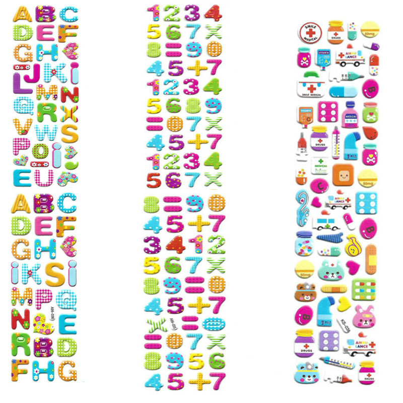 استیکر کودک طرح اعداد و الفبا و لوازم پزشکی کد CT111 مجموعه 3 عددی 