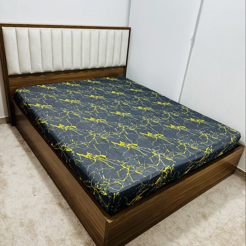 ملحفه ناتوسا مدل کشدار ماربل دو نفره سایز 200x180 سانتی متر