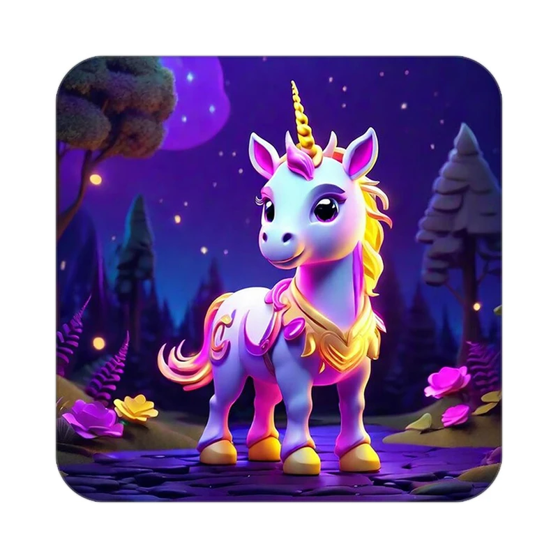 زیر لیوانی کاکتی طرح اسب تک شاخ و یونیکورن مدل mp30722