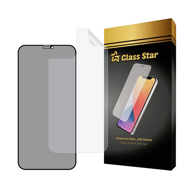 محافظ صفحه نمایش حریم شخصی گلس استار مدل FULLPRIVNANOS مناسب برای گوشی موبایل اپل iPhone 12 Pro به همراه محافظ پشت گوشی
